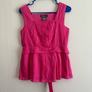 George Designs Fuchsia Pink Sleeveless Top - Size XS - Back Tie & Side Zip